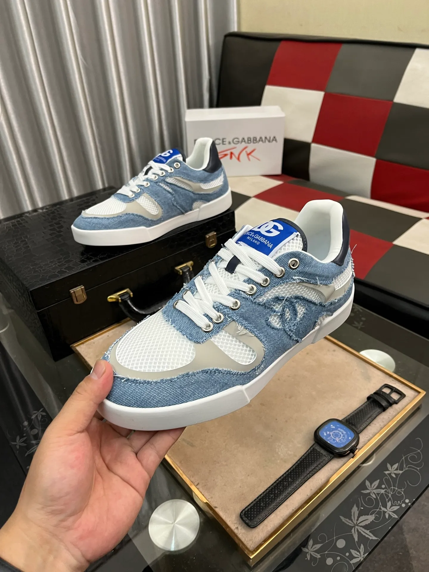 Men's shoes 💰440⌚️⌚️【DG～】Men's casual shoes are on sale at the same time 🔶🔷🔜The upper is made of cowhide stitching fabric ➕Mesh lining, comfortable and breathable, sole: original comfortable and wear-resistant outsole, ⚠️The real thing📱Photographed🎬The real thing is better📢📢📢Number: 35-46